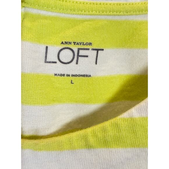 LOFT Yellow Striped Sleeveless Tank Top - Size Large - Picture 3 of 5